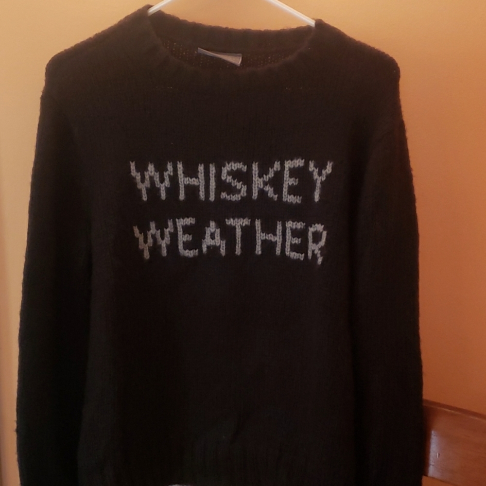 Whiskey Weather Sweater,  Wooden Ships.  Size xs-s.  Black, with gray lettering.